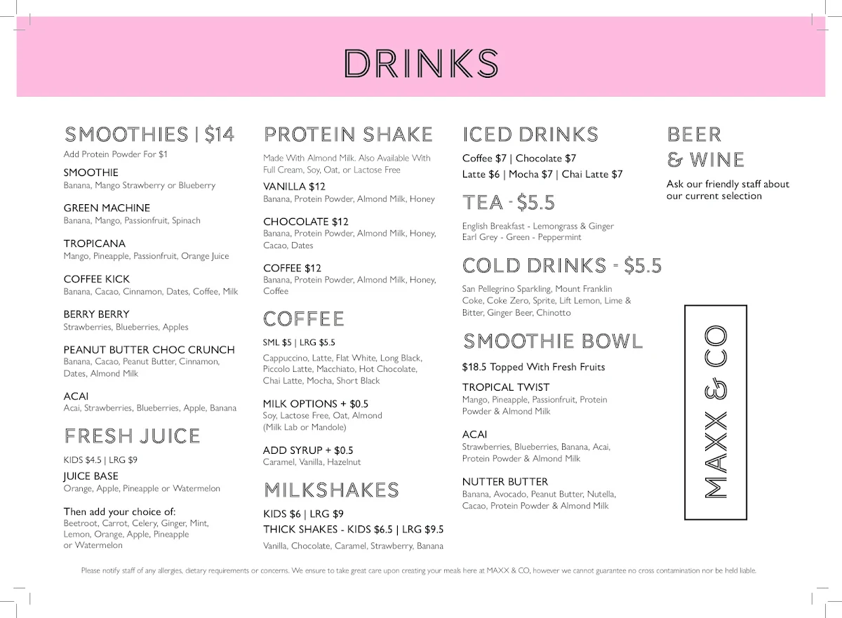 Menu, Maxx & Co