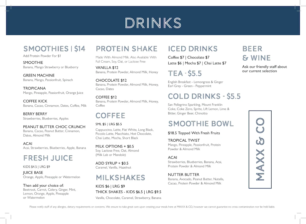 Menu, Maxx & Co