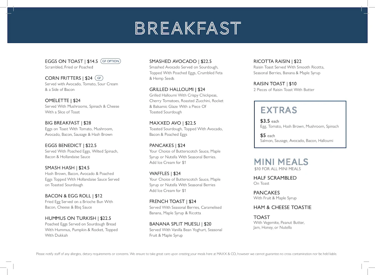 Menu, Maxx & Co