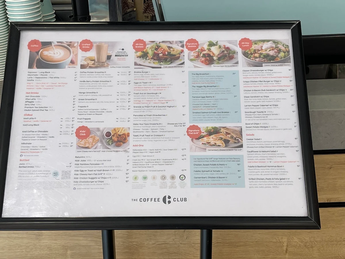 Menu, The Coffee Club Pacific Fair