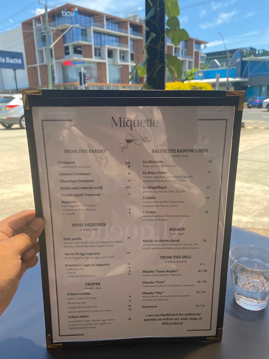 Menu, Miquette