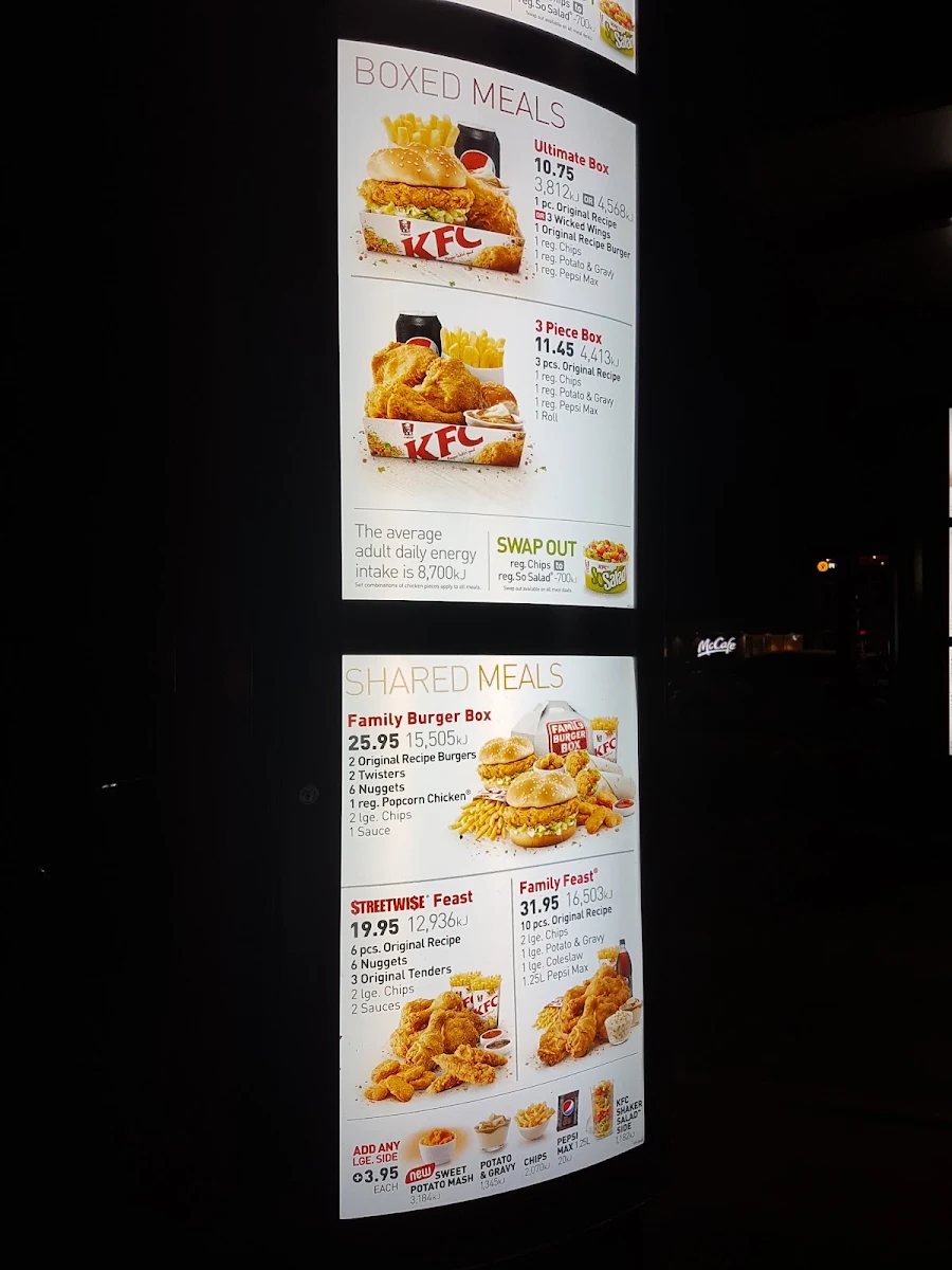 Menu, KFC Toowoomba East
