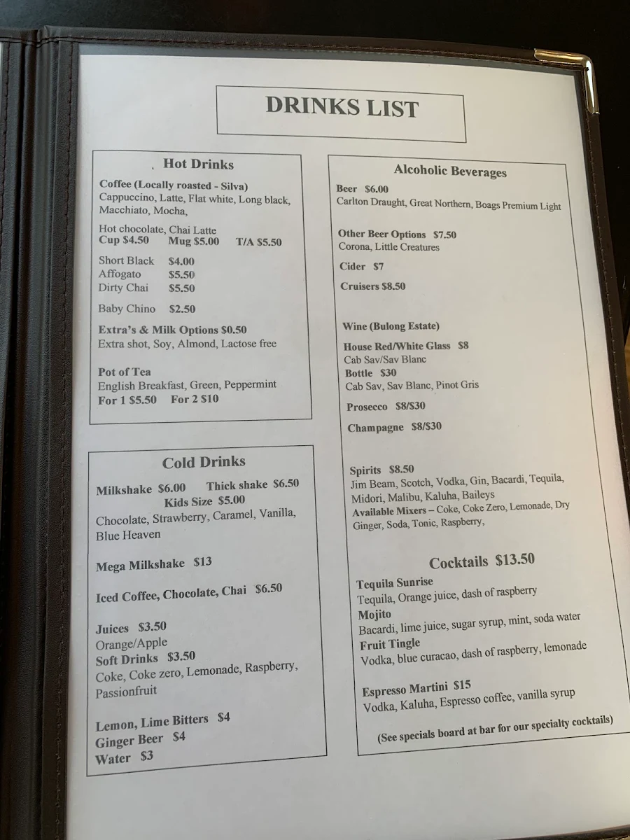 Menu, Two Peas Cafe (Two Peas In Their Pod)