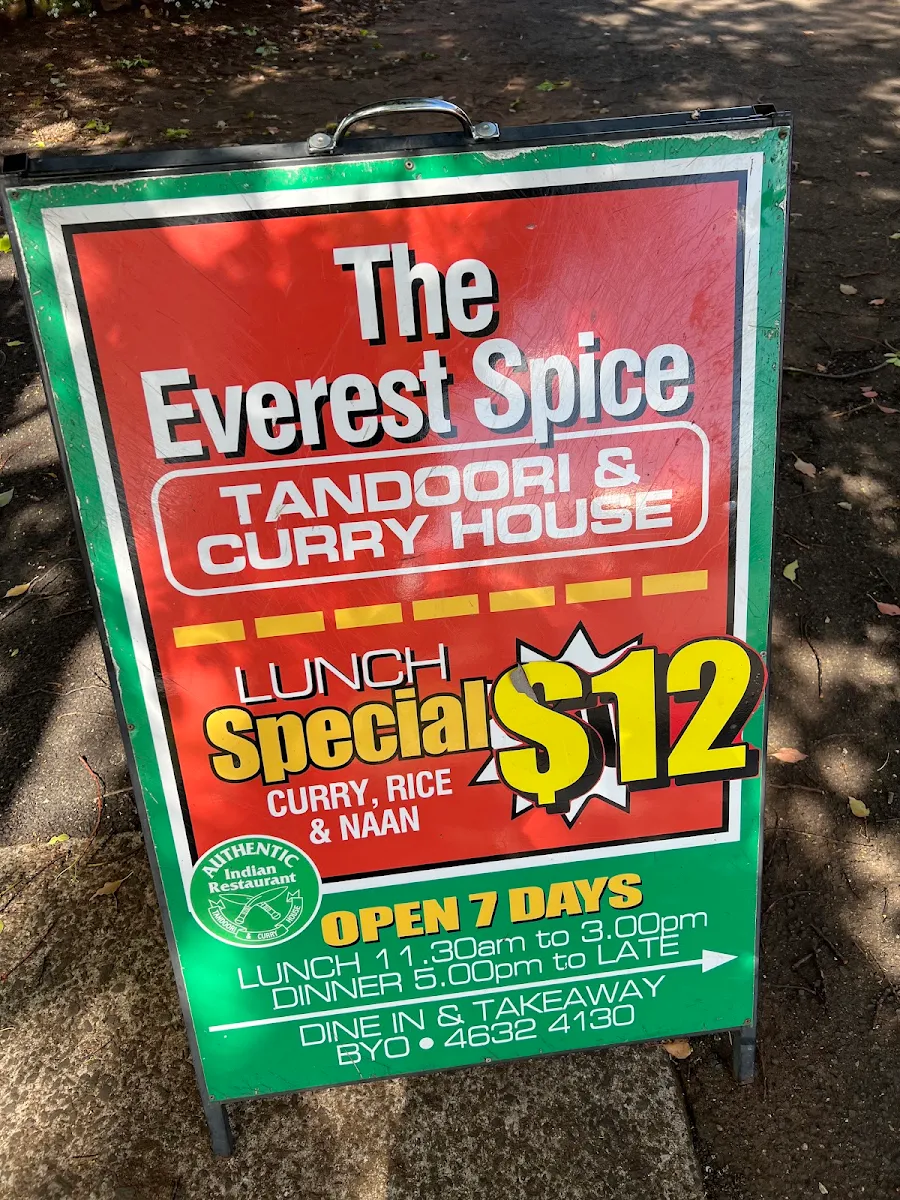 Menu, The Everest spice & curryhouse