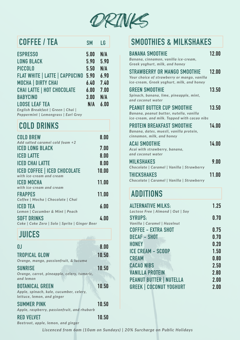 Menu, Shiny Brew