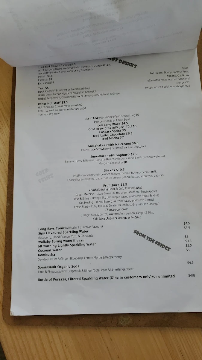 Menu, Shiny Brew