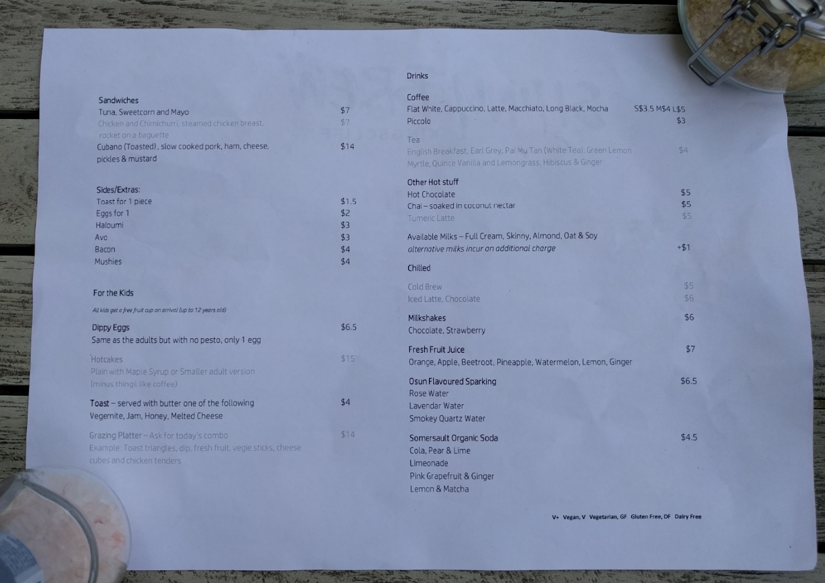 Menu, Shiny Brew