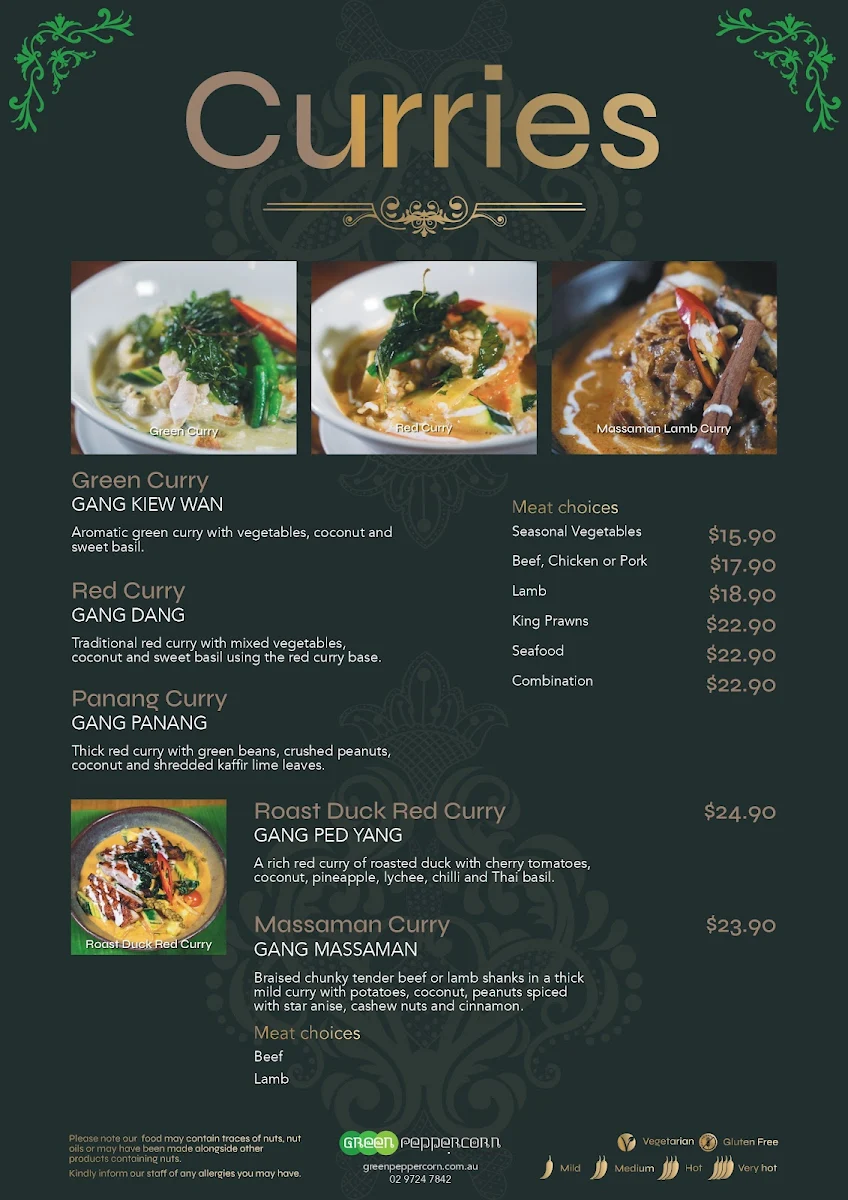 Menu, Green Peppercorn