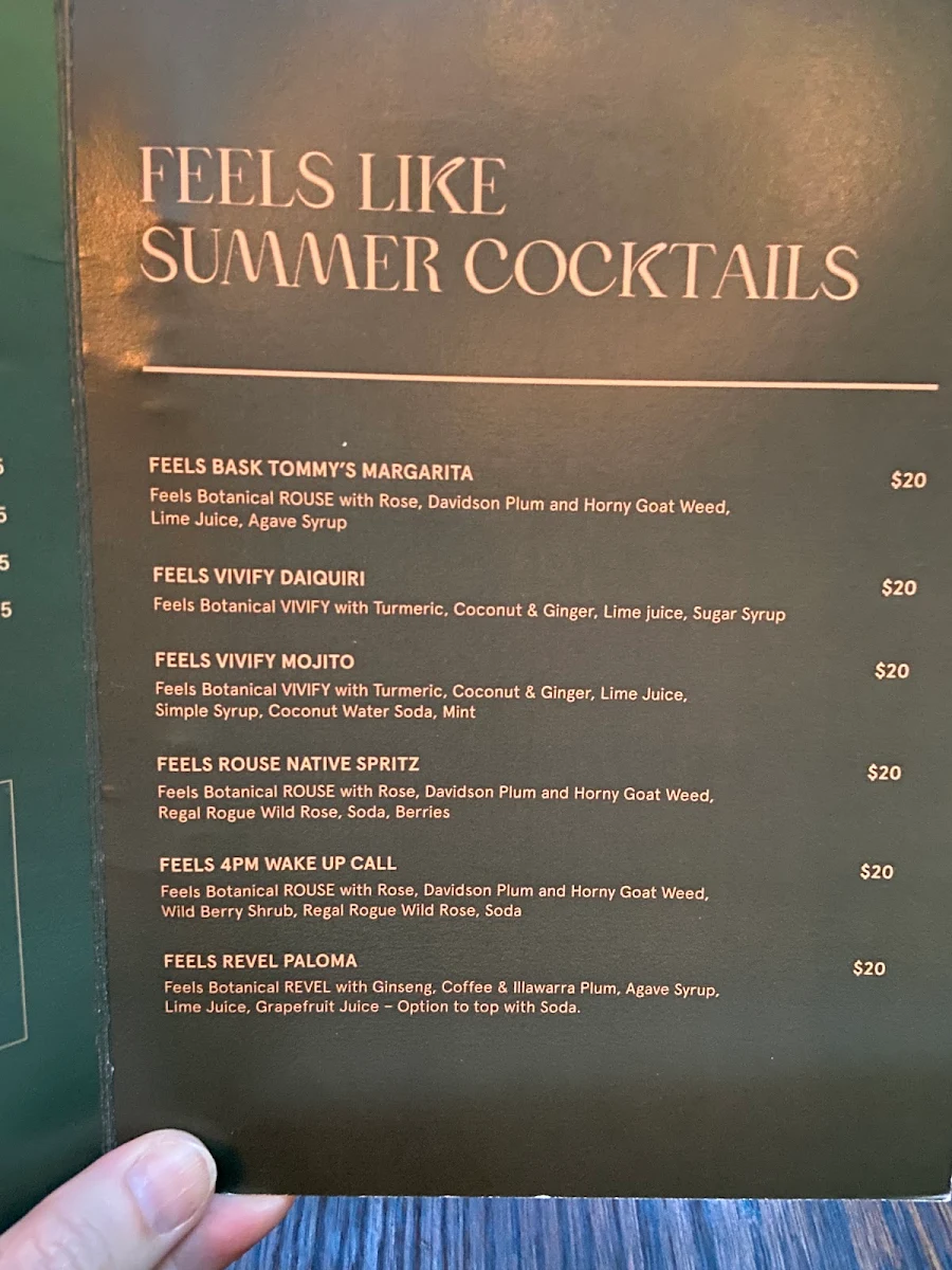 Menu, Bar Woolloomooloo