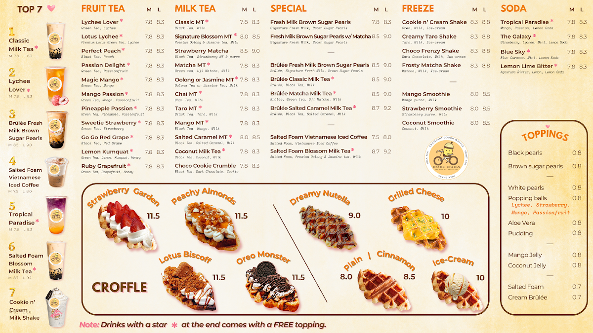 Menu, Bobi Boba | Bingsu & Bubble tea