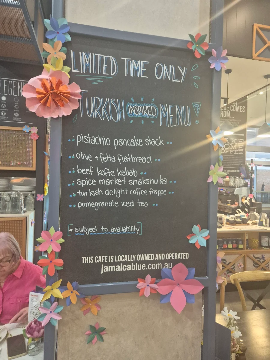 Menu, Jamaica Blue Toowoomba Grand Central Near Target