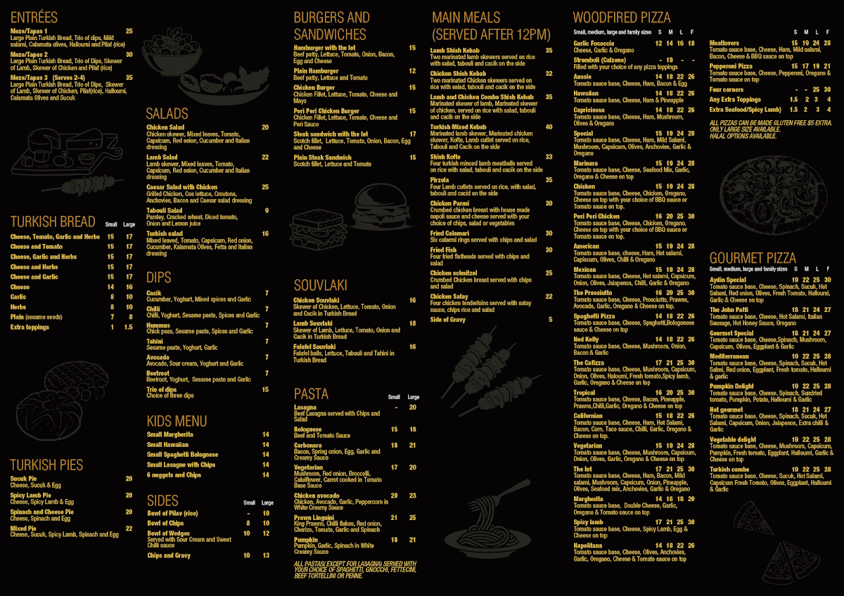 Menu, Cafizza - Woodfired Pizza Pasta Bar