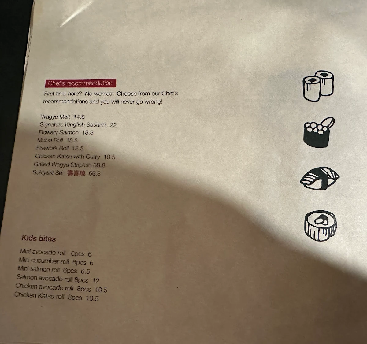 Menu, Mobo Restaurant
