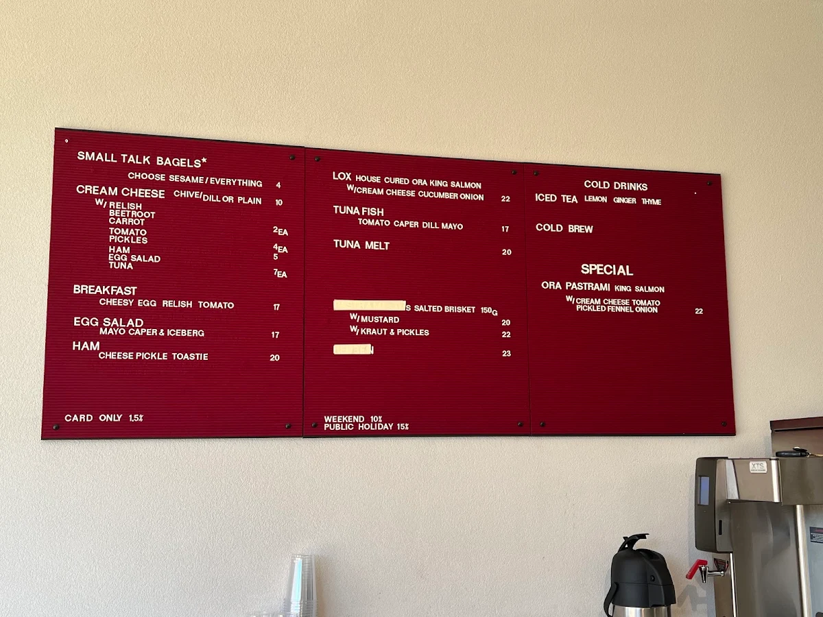 Menu, Small Talk Espresso Bar & Kitchen Waterloo