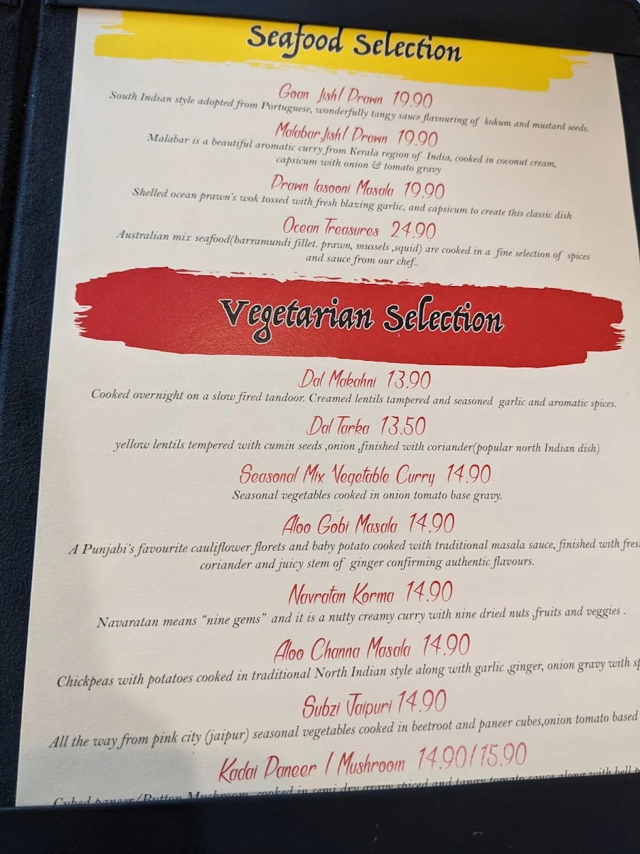 Menu, Indian Oven