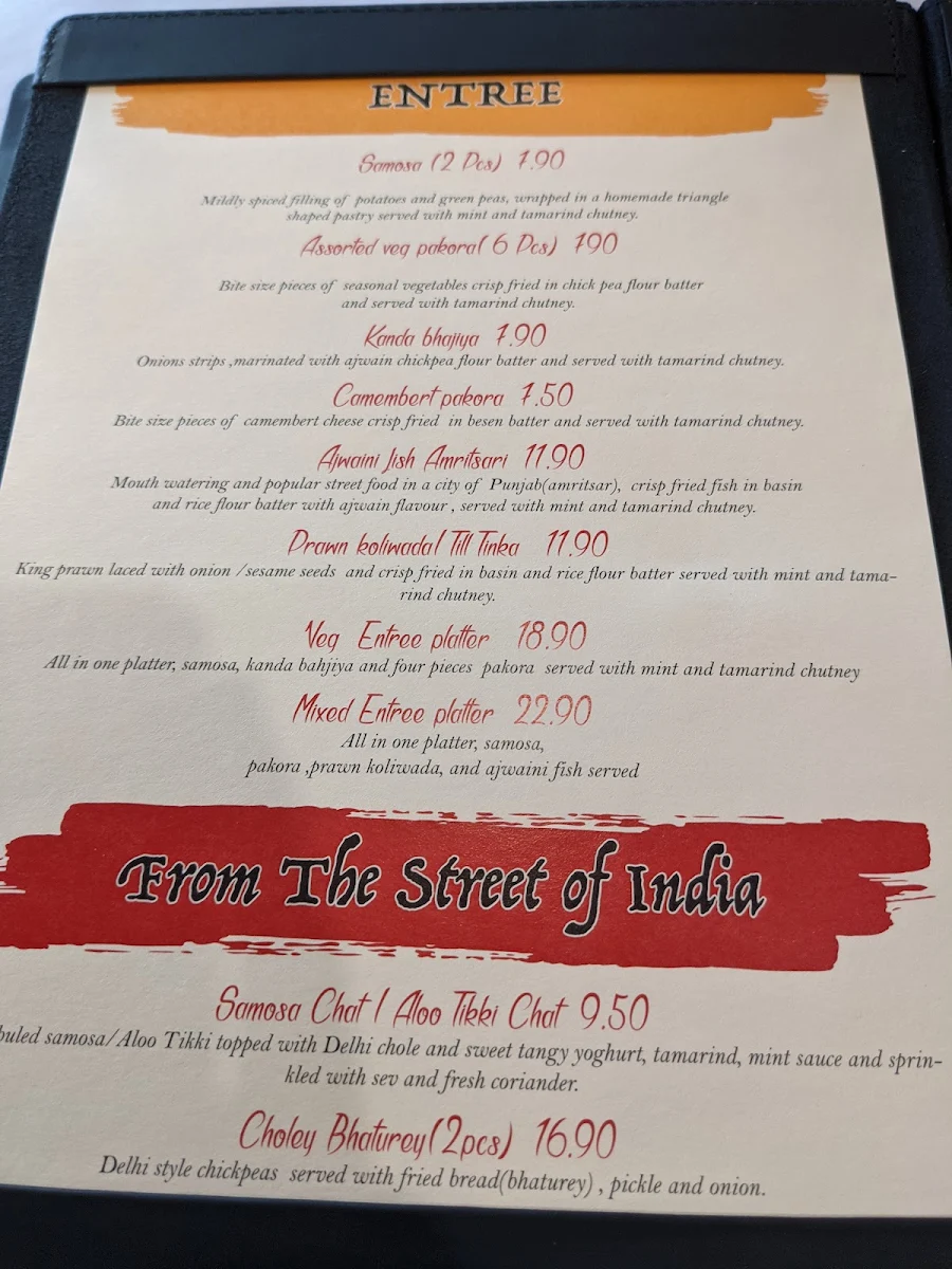 Menu, Indian Oven