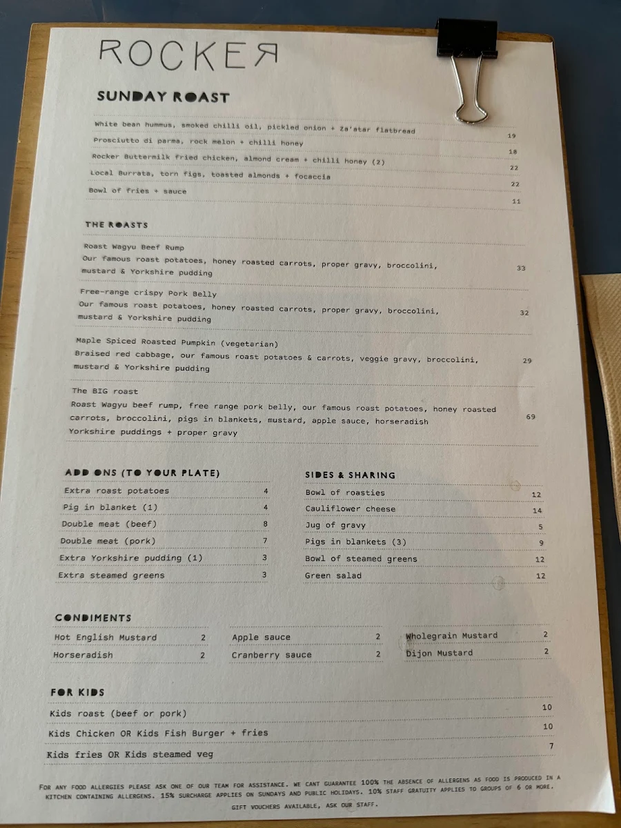 Menu, Rocker