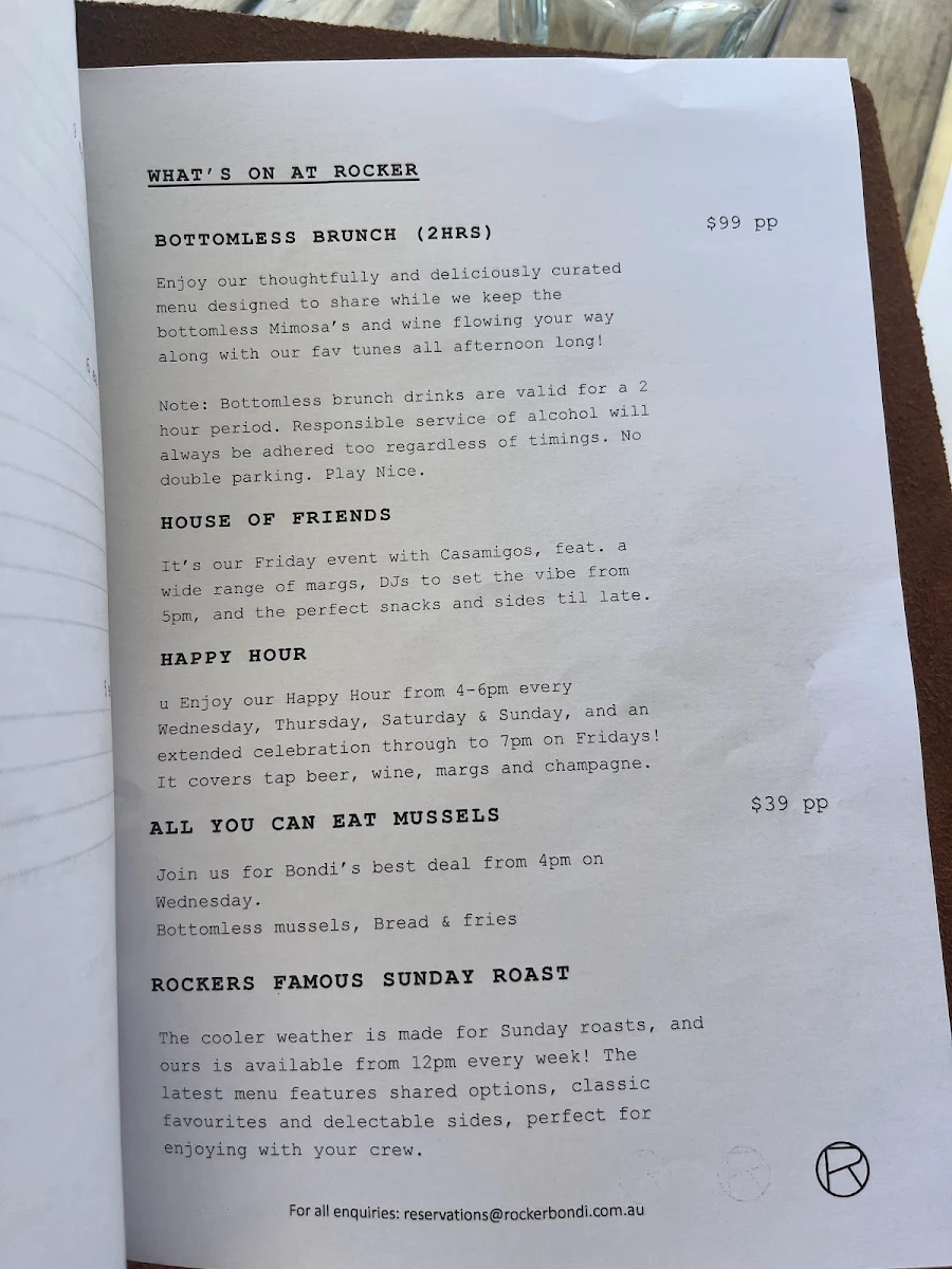Menu, Rocker