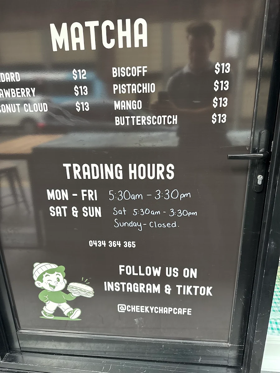 Menu, Cheeky Chap Cafe