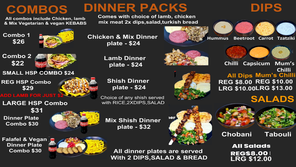 Menu, Charcoal Shish Kebabs