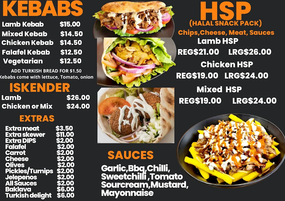 Menu, Charcoal Shish Kebabs