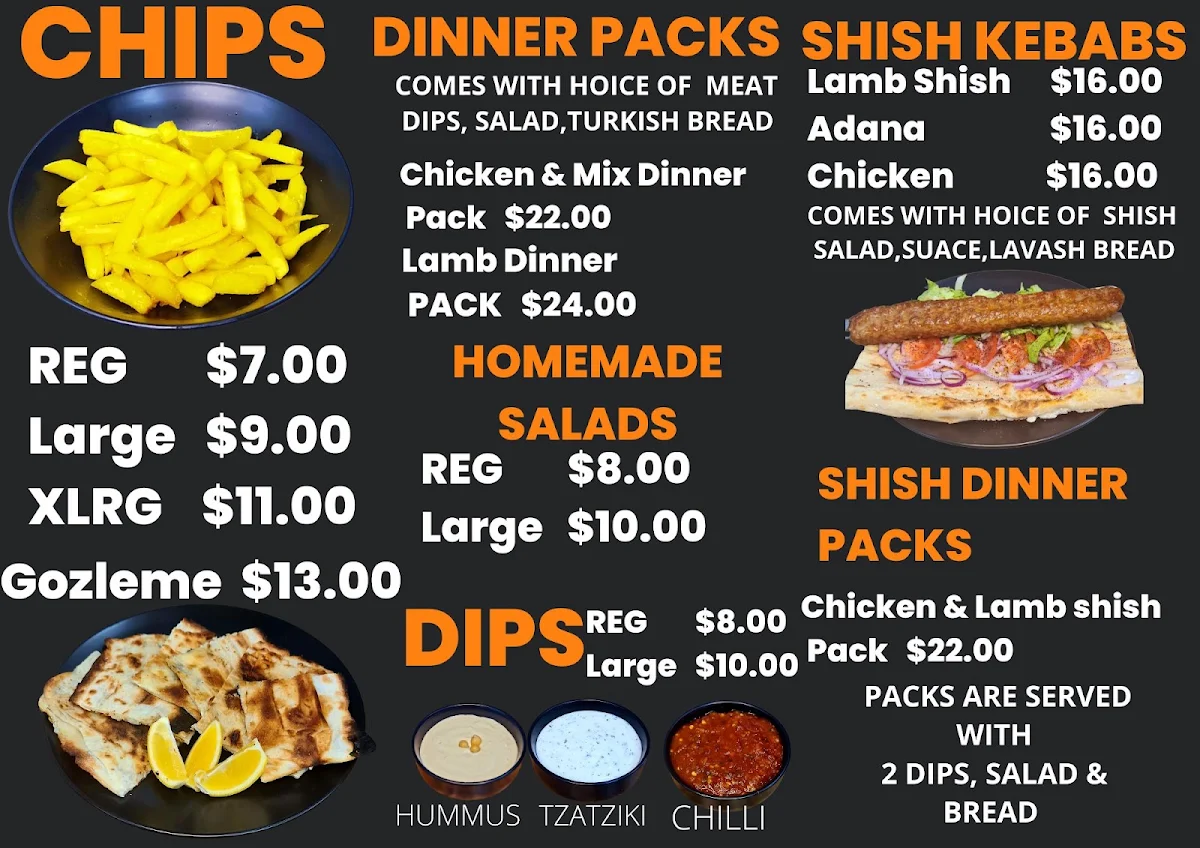 Menu, Charcoal Shish Kebabs