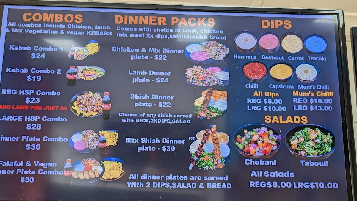 Menu, Charcoal Shish Kebabs