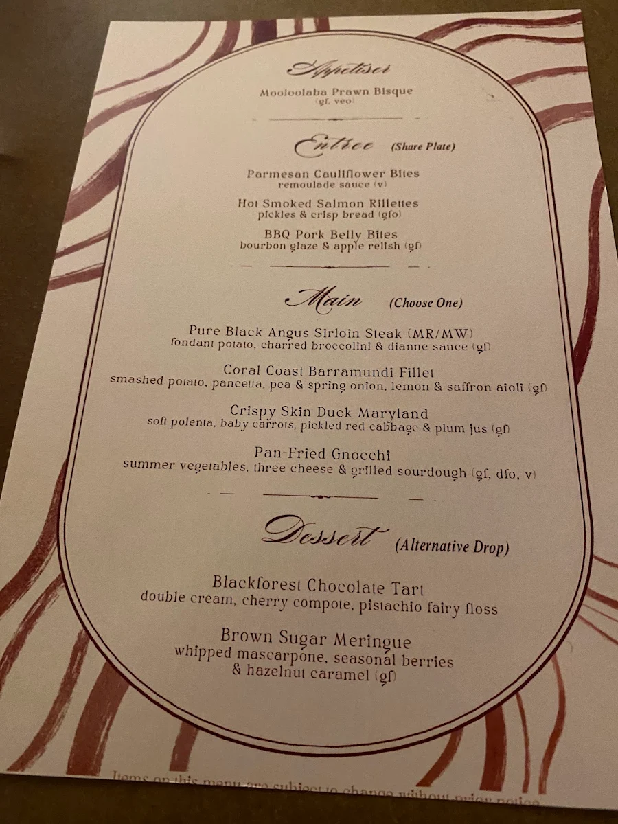 Menu, Green Zebra Restaurant & Bar