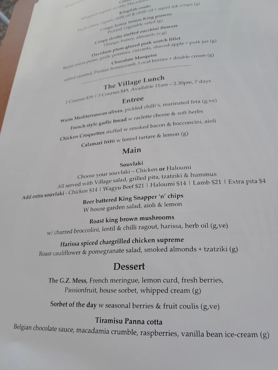 Menu, Green Zebra Restaurant & Bar