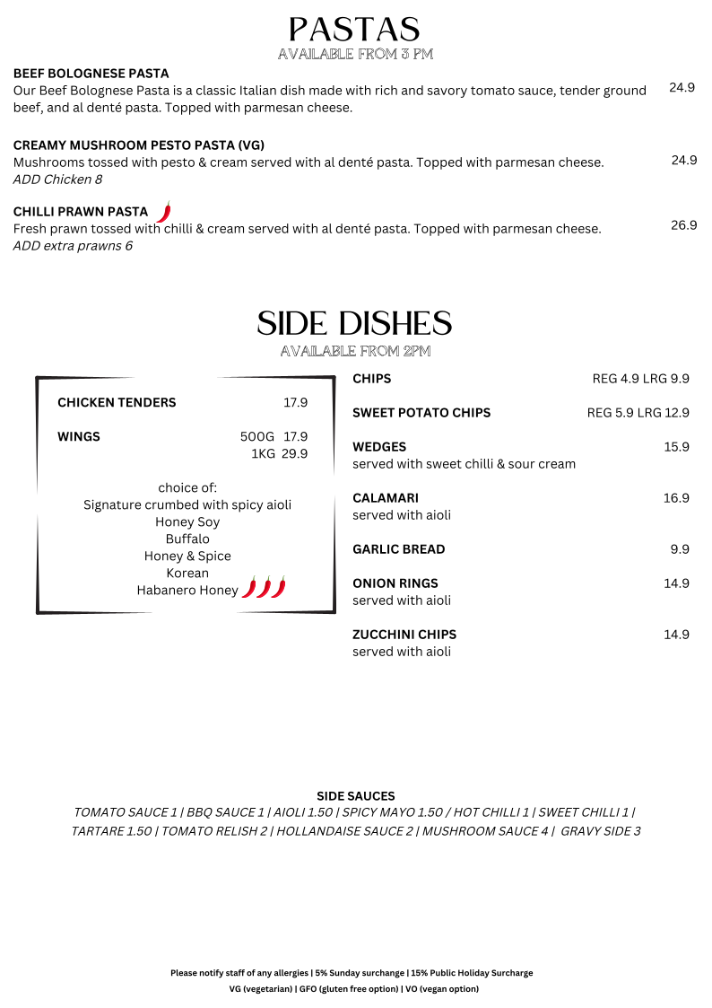 Menu, Mi Casa Café