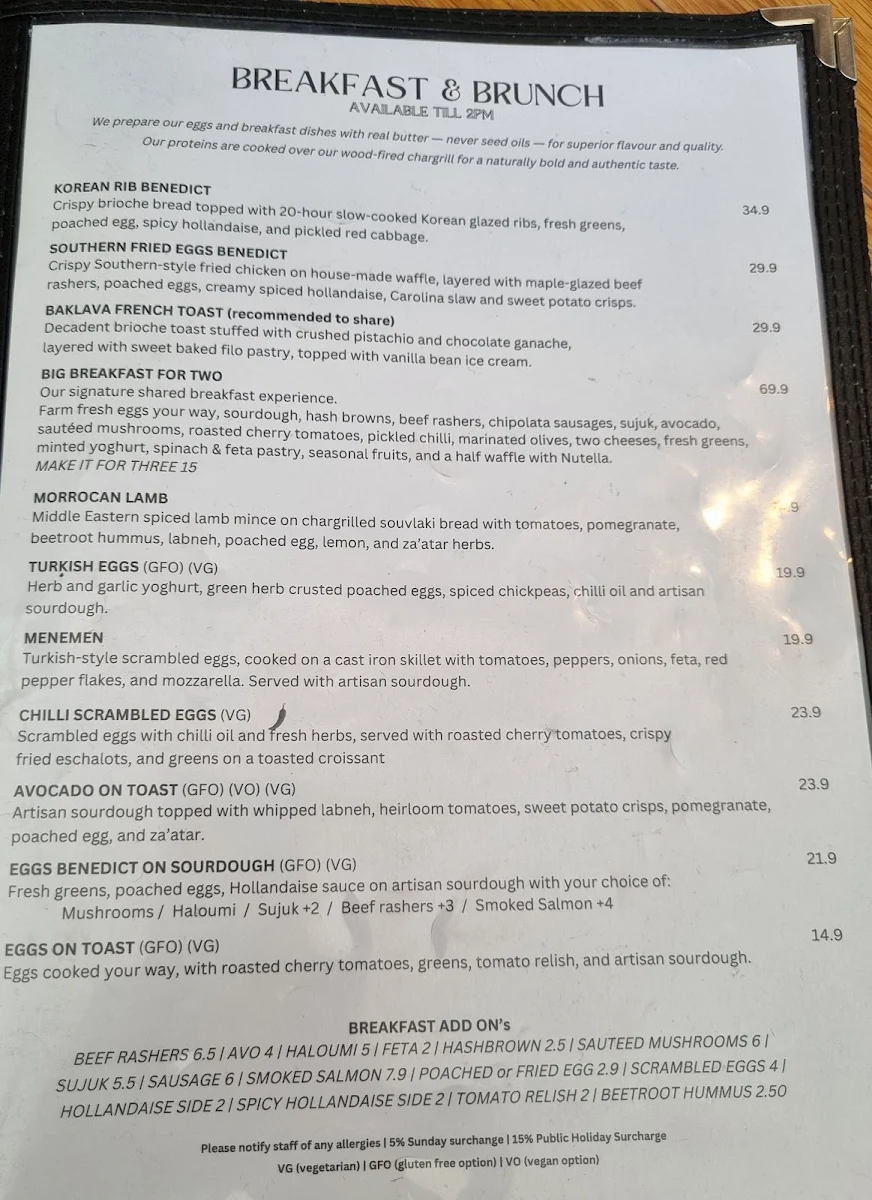 Menu, Mi Casa Café