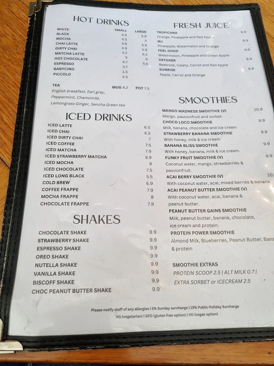 Menu, Mi Casa Café