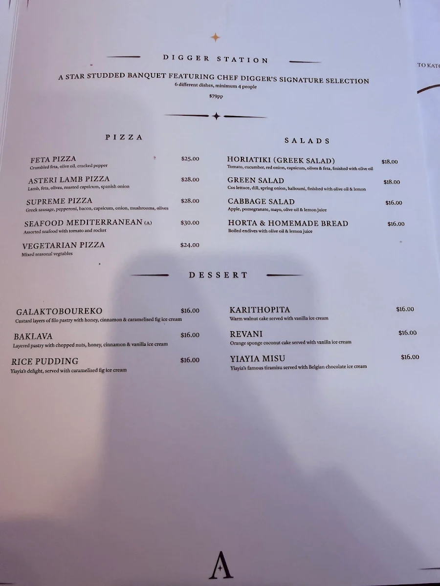 Menu, Asteri