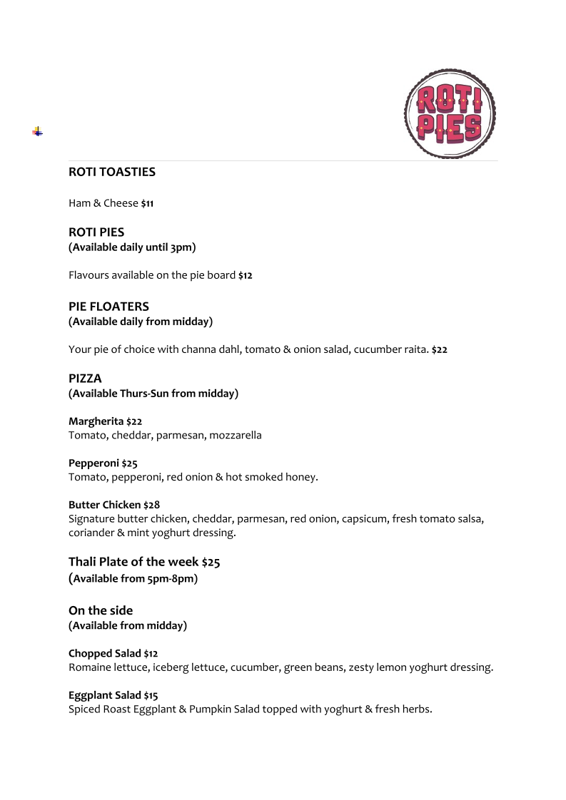 Menu, Roti Pies