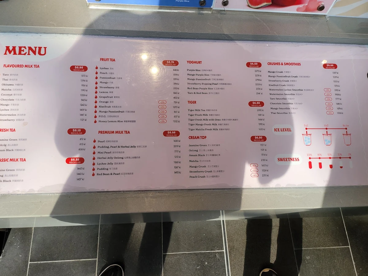 Menu, Sharetea Highpoint Shopping Centre