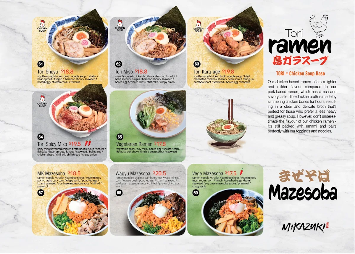 Menu, Mikazuki Haymarket