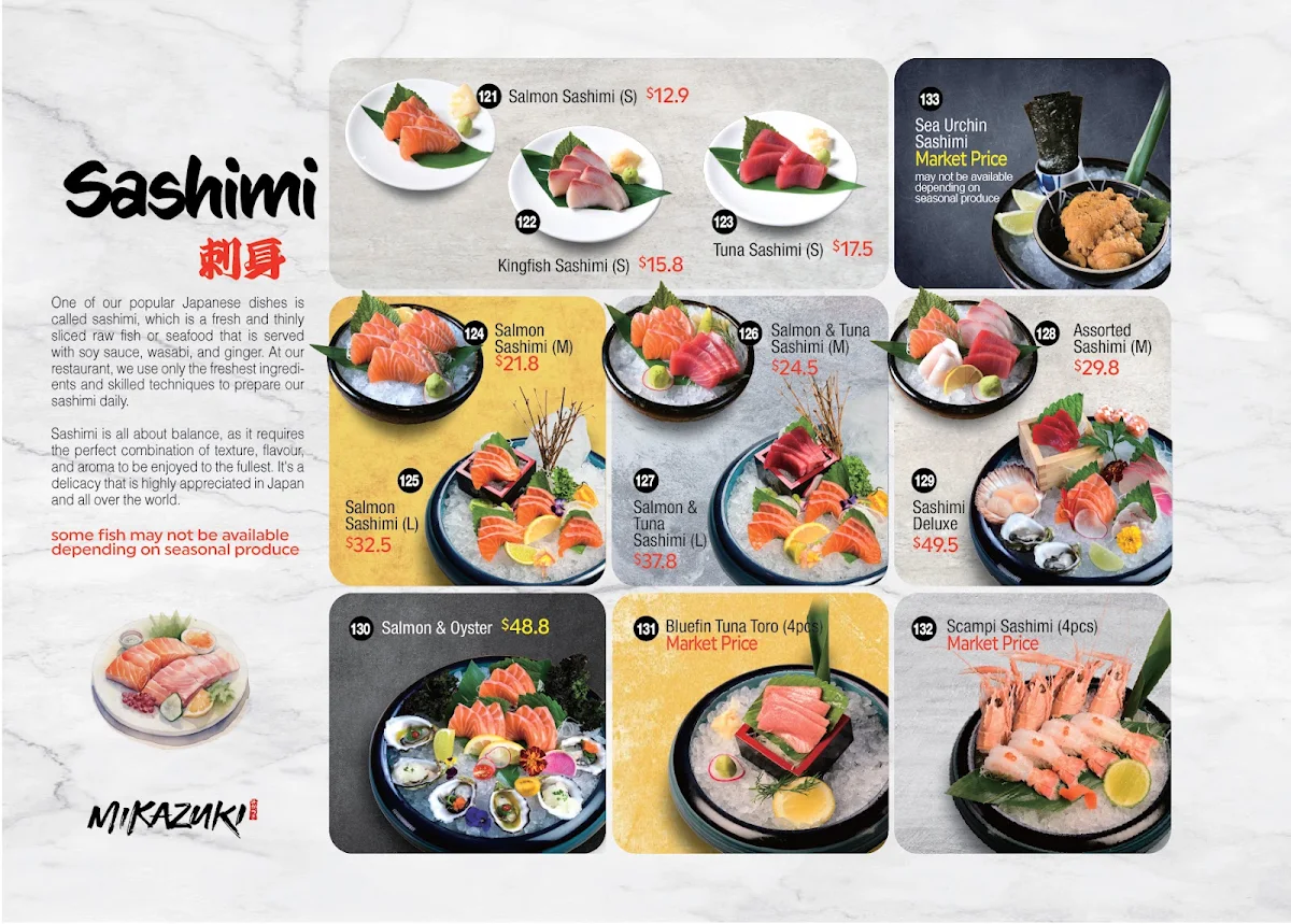 Menu, Mikazuki Haymarket