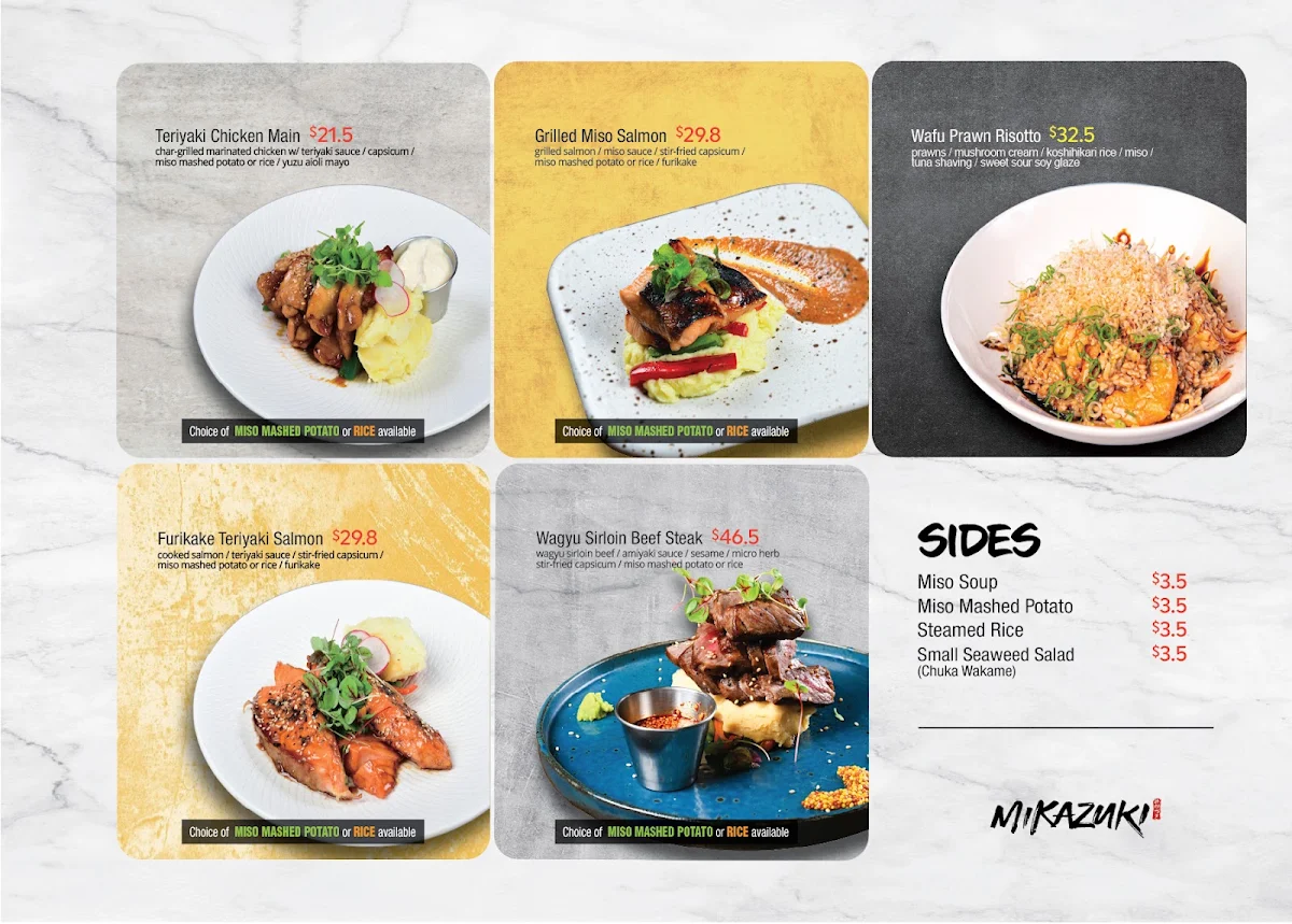 Menu, Mikazuki Haymarket