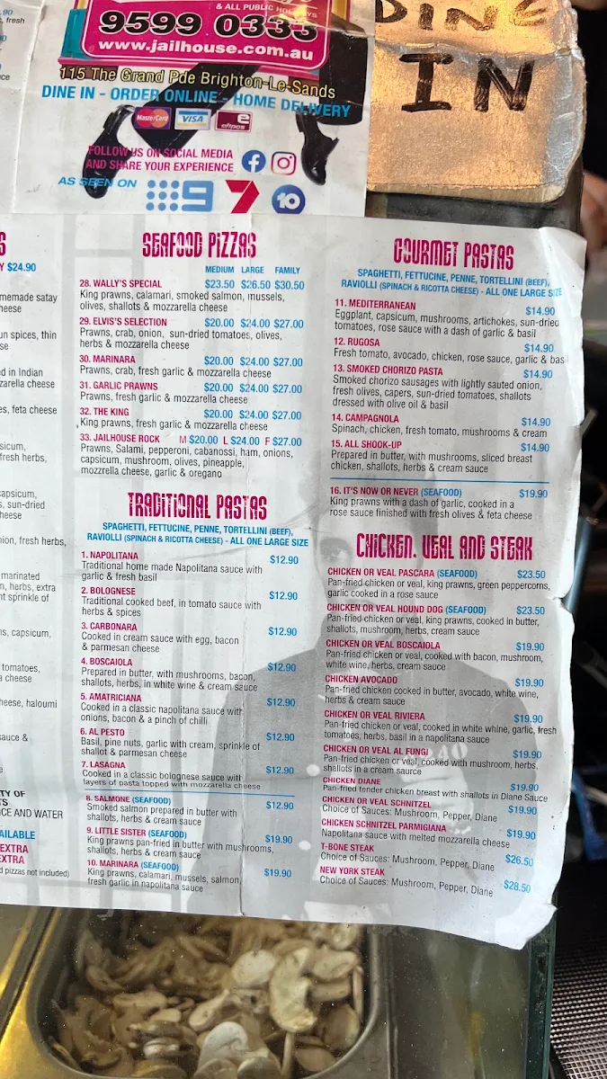 Menu, Jailhouse Rock Pizza