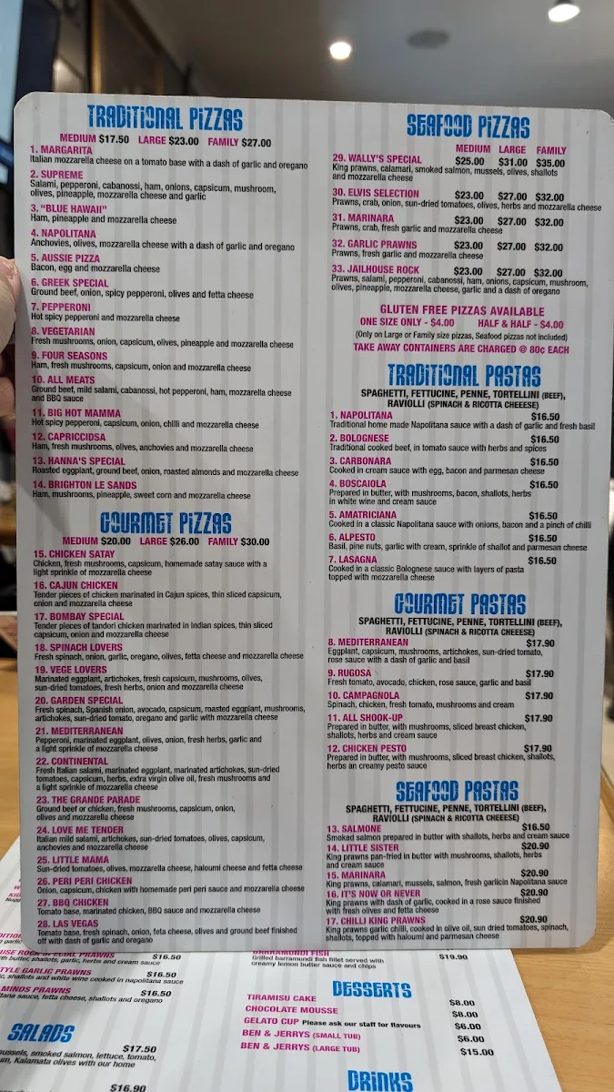 Menu, Jailhouse Rock Pizza