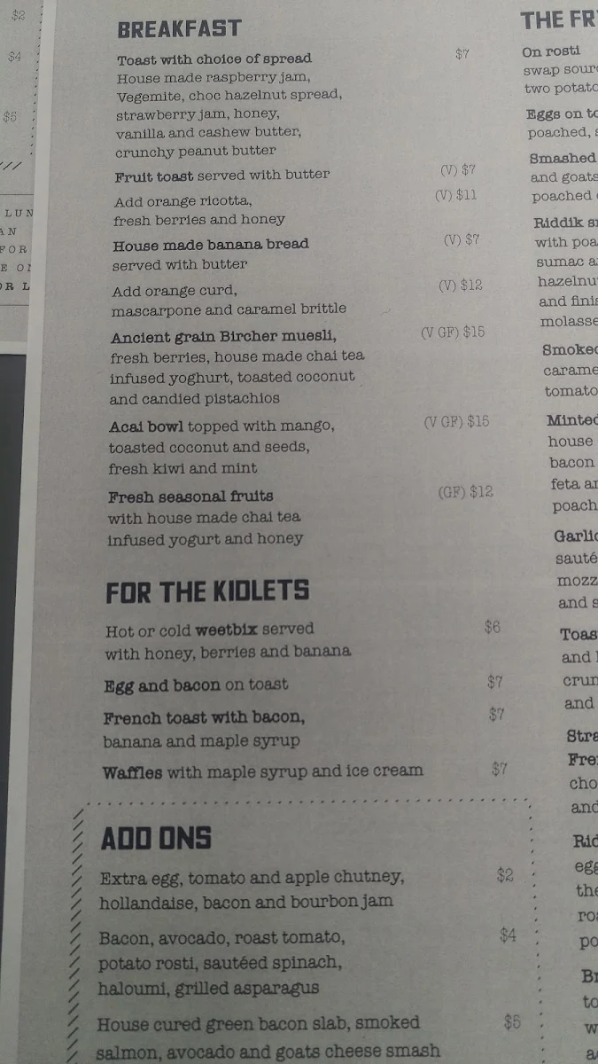 Menu, Riddik Restaurant