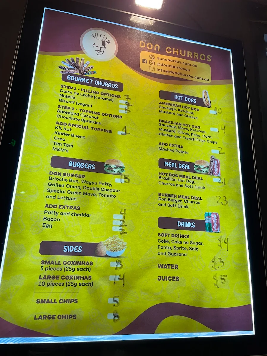 Menu, Don Churros