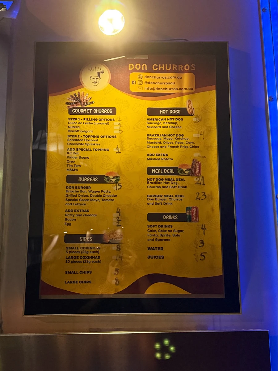 Menu, Don Churros