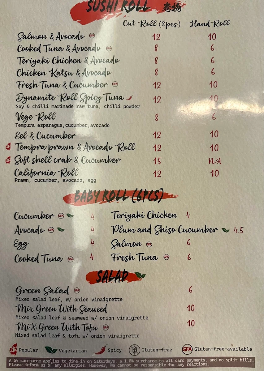 Menu, Yakitori Jin Haberfield