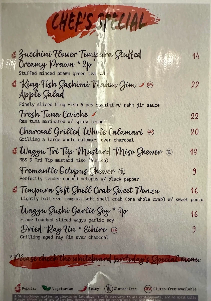 Menu, Yakitori Jin Haberfield