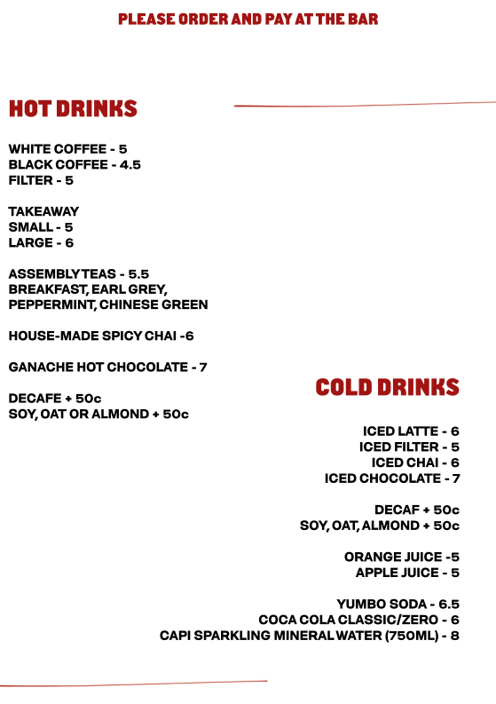 Menu, Red Park