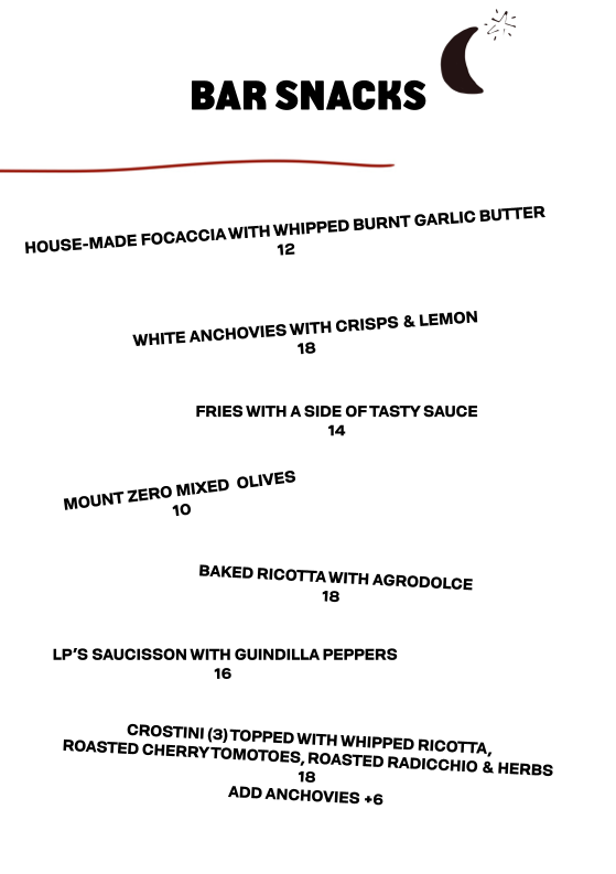 Menu, Red Park