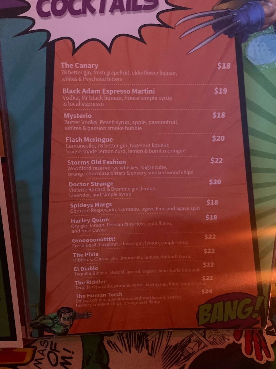 Menu, 1st Edition Bar (Interactive Cocktail lounge and dining)