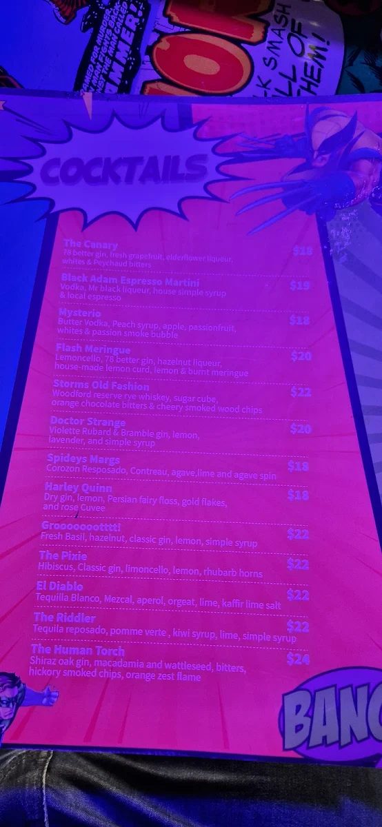 Menu, 1st Edition Bar (Interactive Cocktail lounge and dining)