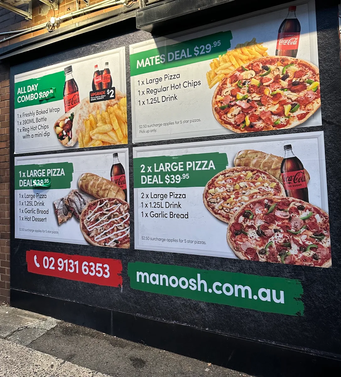 Menu, OOSHMAN Revesby